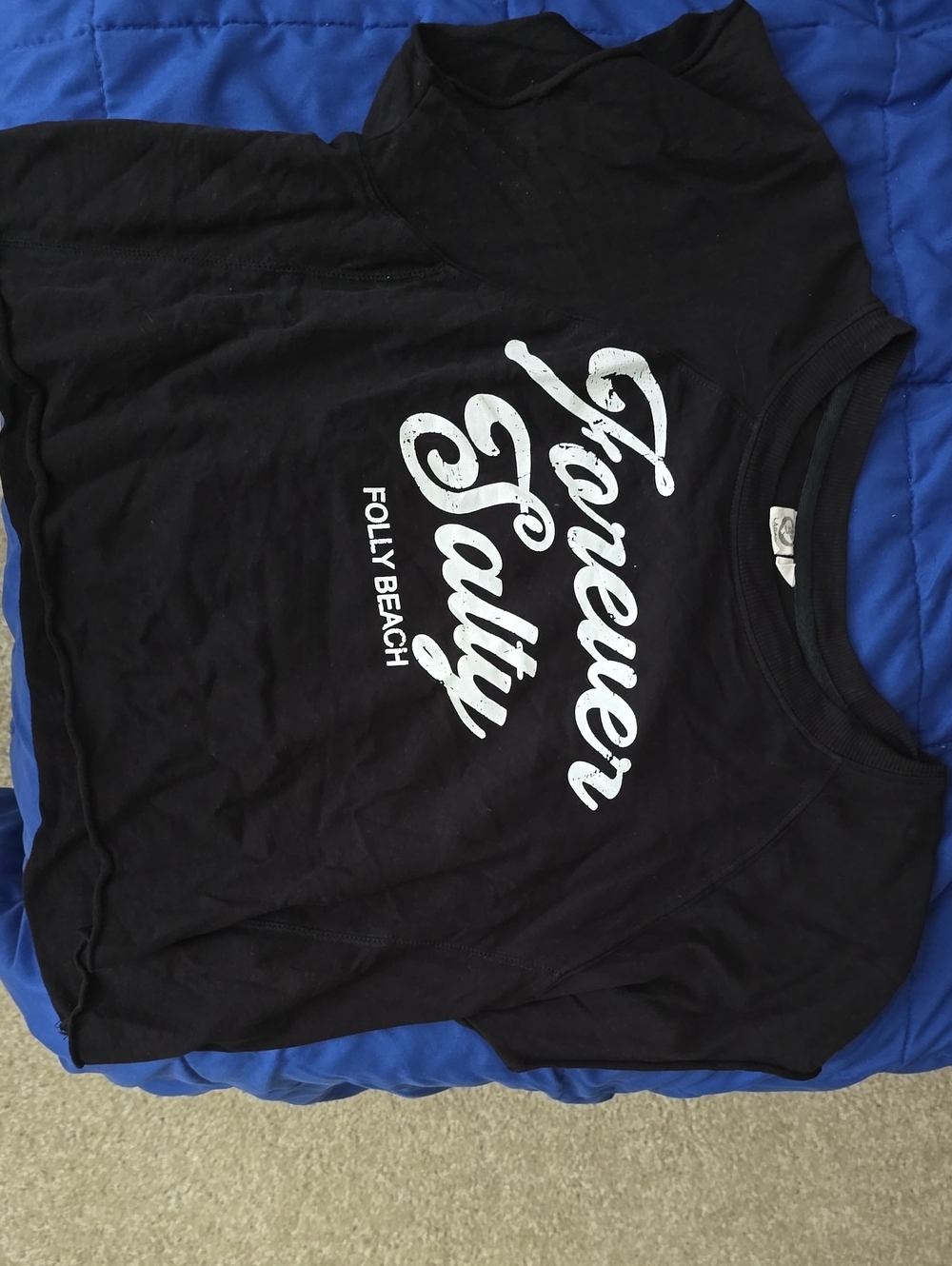 Lagaci Black Short Sleeve Tee with White "Forever Salty" Graphic